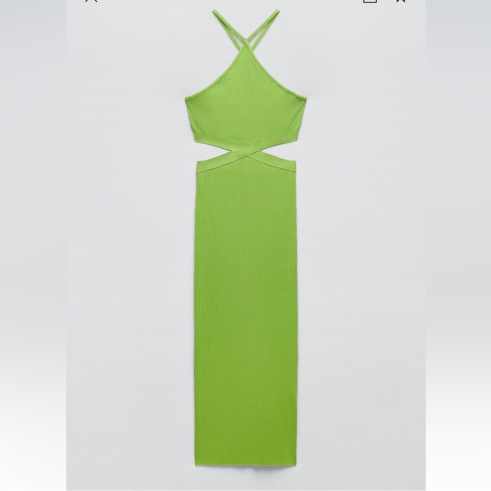 Zara Lime Green Ribbed Dress